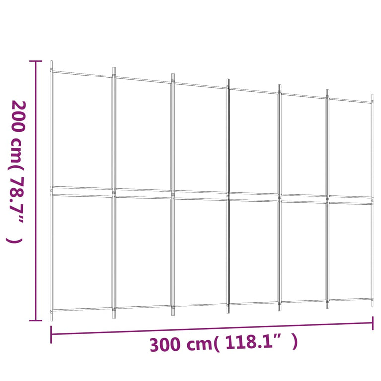 Kamerscherm met 6 panelen 300x200 cm stof antracietkleurig MeubelReus
