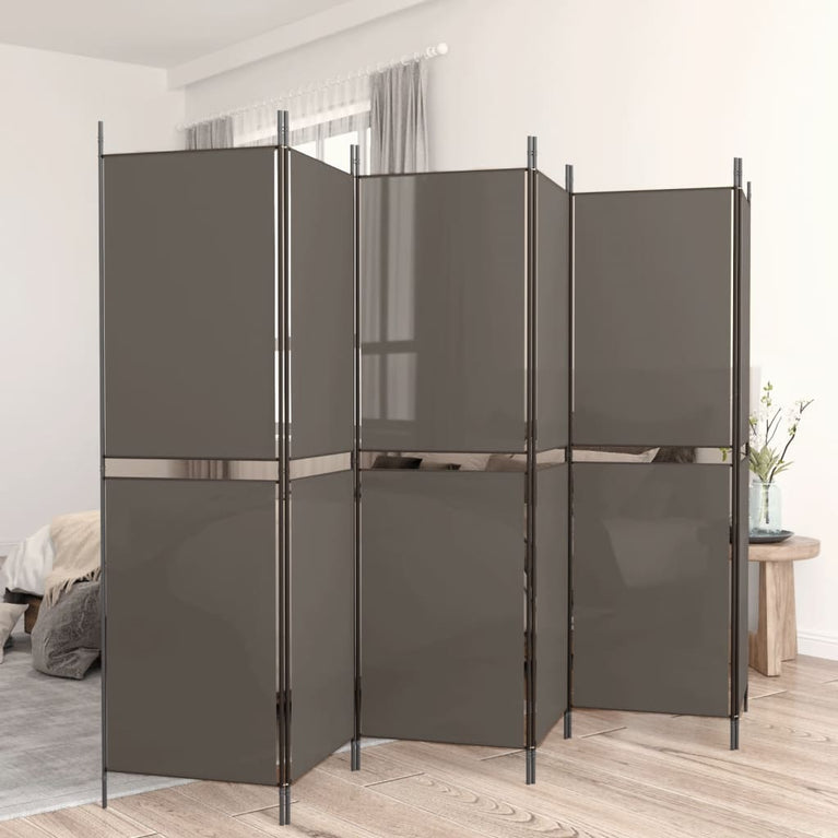 Kamerscherm met 6 panelen 300x200 cm stof antracietkleurig MeubelReus