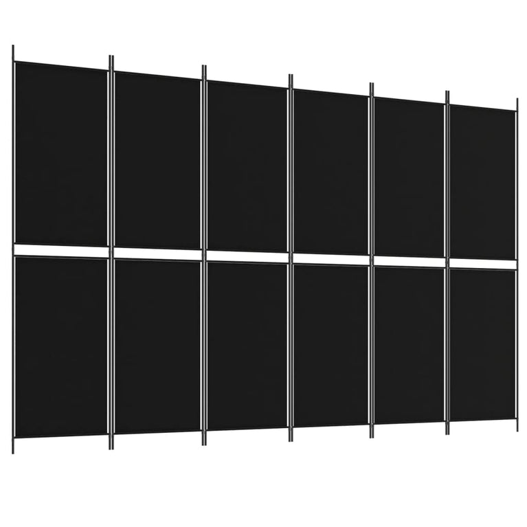 Kamerscherm met 6 panelen 300x200 cm stof zwart MeubelReus