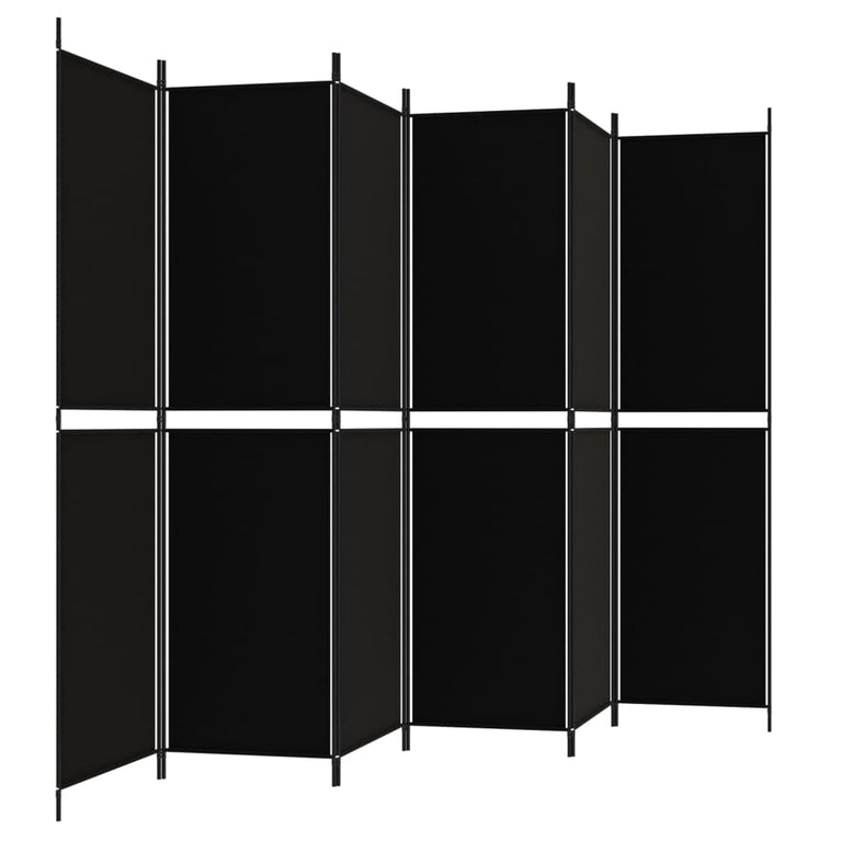 Kamerscherm met 6 panelen 300x200 cm stof zwart MeubelReus