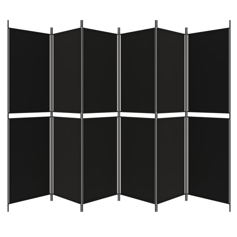Kamerscherm met 6 panelen 300x200 cm stof zwart MeubelReus