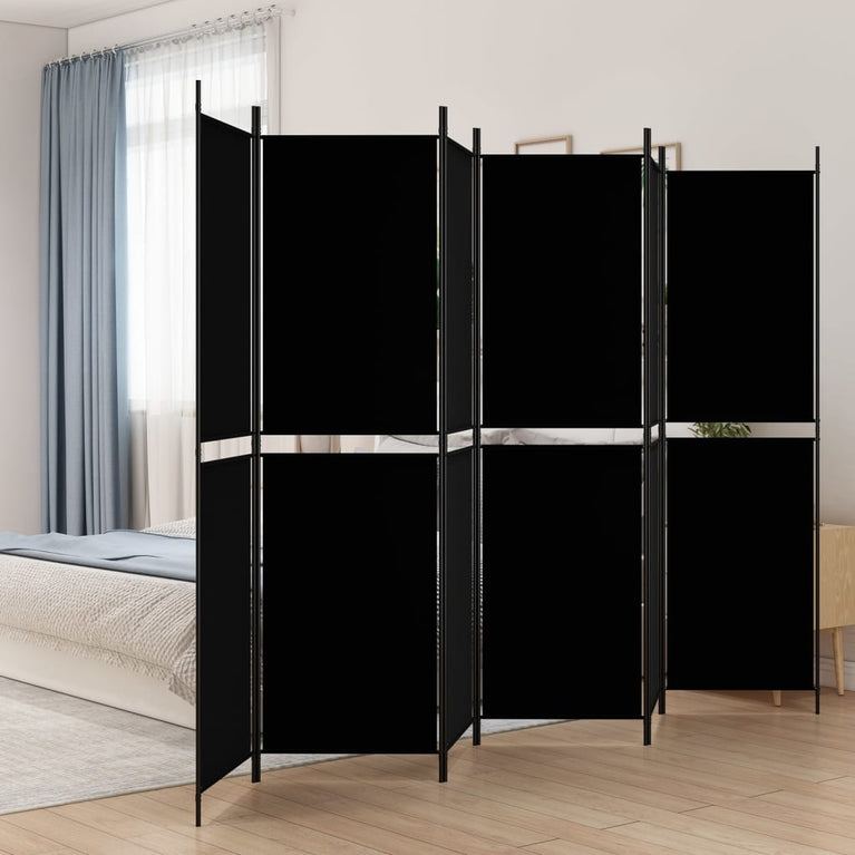 Kamerscherm met 6 panelen 300x200 cm stof zwart MeubelReus