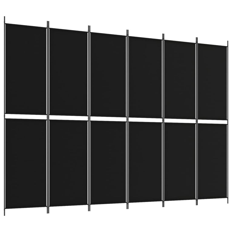 Kamerscherm met 6 panelen 300x220 cm stof zwart MeubelReus