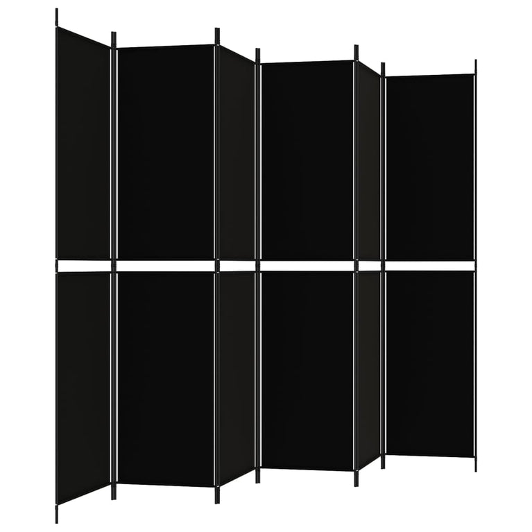 Kamerscherm met 6 panelen 300x220 cm stof zwart MeubelReus