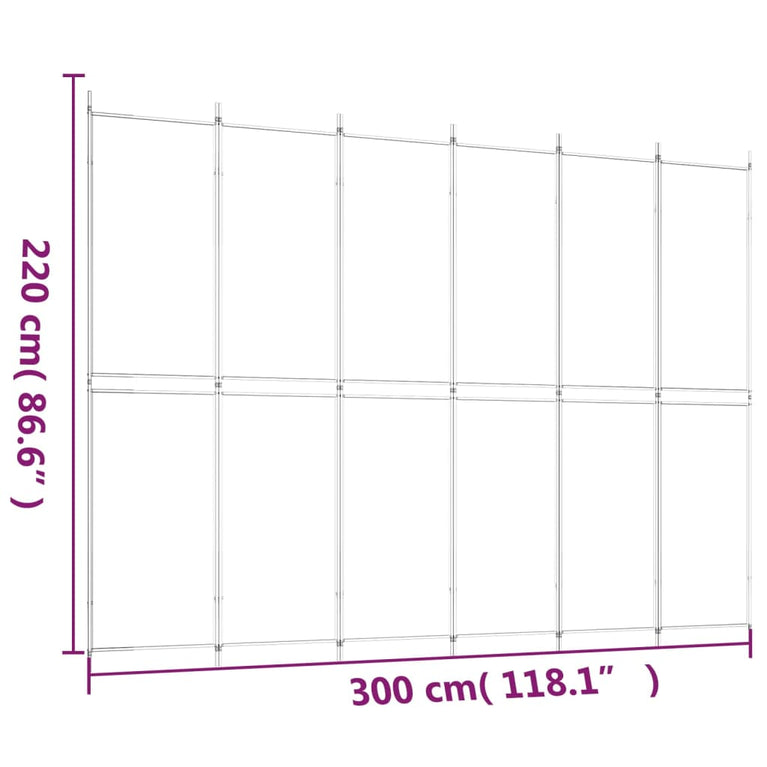 Kamerscherm met 6 panelen 300x220 cm stof zwart MeubelReus