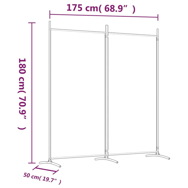 vidaXL Kamerscherm met 2 panelen 175x180 cm stof wit MeubelReus