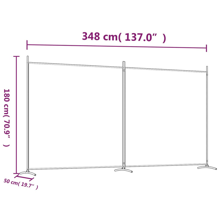 Kamerscherm met 2 panelen 346x180 cm stof antracietkleurig MeubelReus