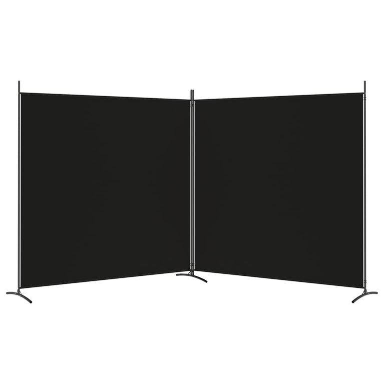 Kamerscherm met 2 panelen 348x180 cm stof zwart