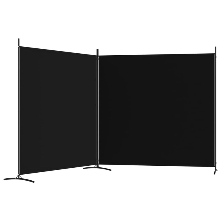 Kamerscherm met 2 panelen 348x180 cm stof zwart
