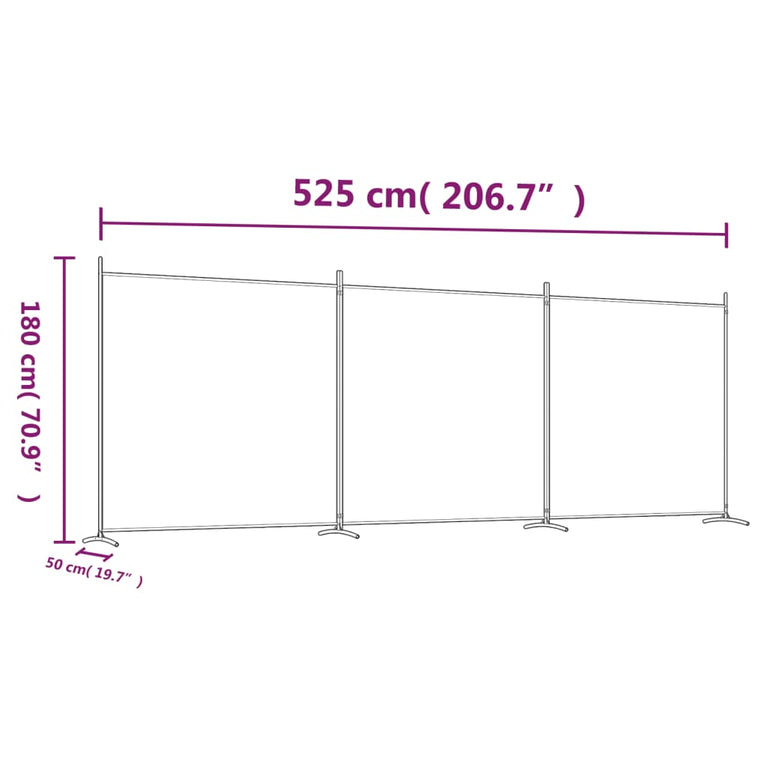 Kamerscherm met 3 panelen 525x180 cm stof antracietkleurig