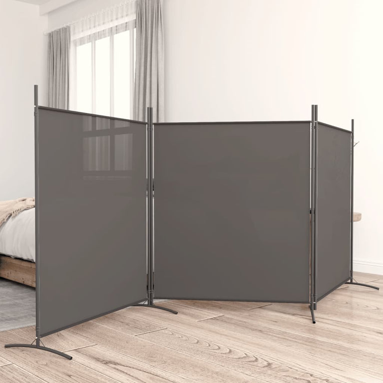 Kamerscherm met 3 panelen 525x180 cm stof antracietkleurig
