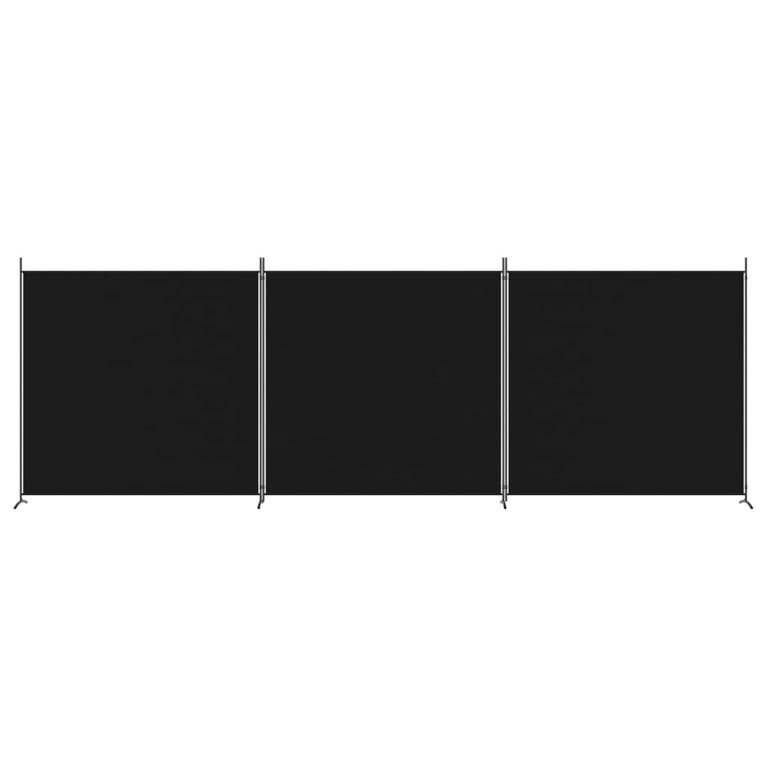 Kamerscherm met 3 panelen 525x180 cm stof zwart