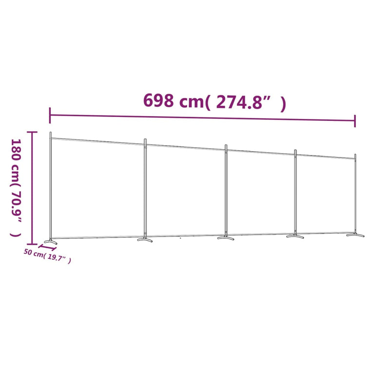 vidaXL Kamerscherm met 4 panelen 698x180 cm stof bruin MeubelReus