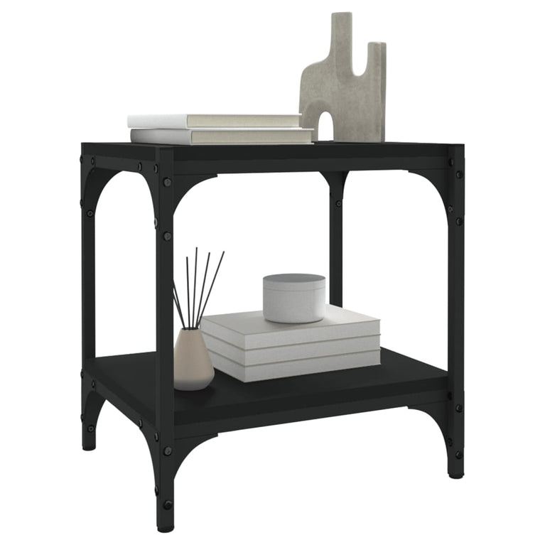 Tv-meubel 40x33x41 cm bewerkt hout en staal zwart MeubelReus