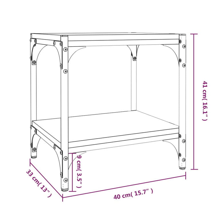 Tv-meubel 40x33x41 cm bewerkt hout en staal zwart MeubelReus