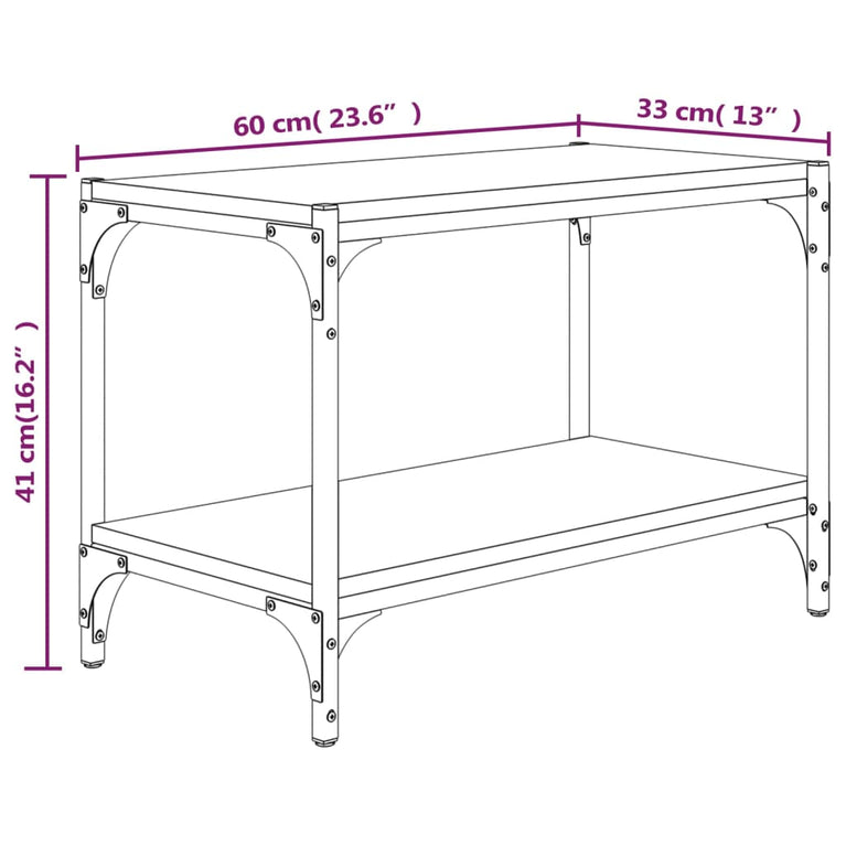 Tv-meubel 60x33x41 cm bewerkt hout en staal sonoma eikenkleurig MeubelReus
