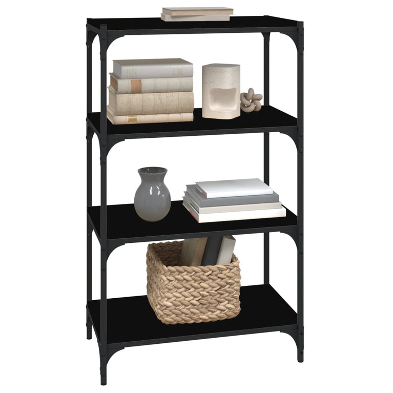 Boekenkast 60x33x70,5 cm bewerkt hout en staal zwart MeubelReus