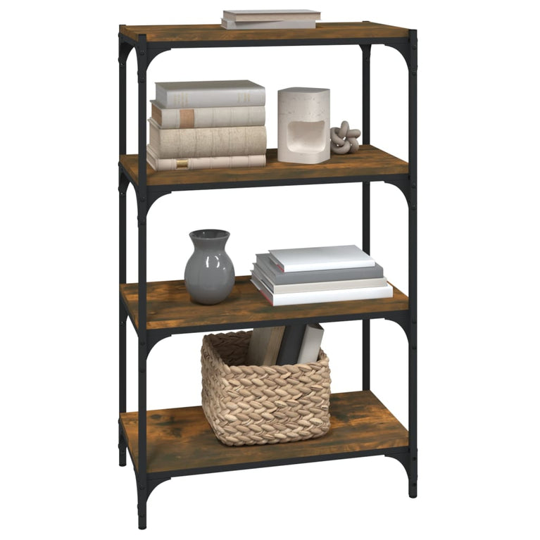 Boekenkast 60x33x100 cm bewerkt hout en staal gerookt eiken MeubelReus