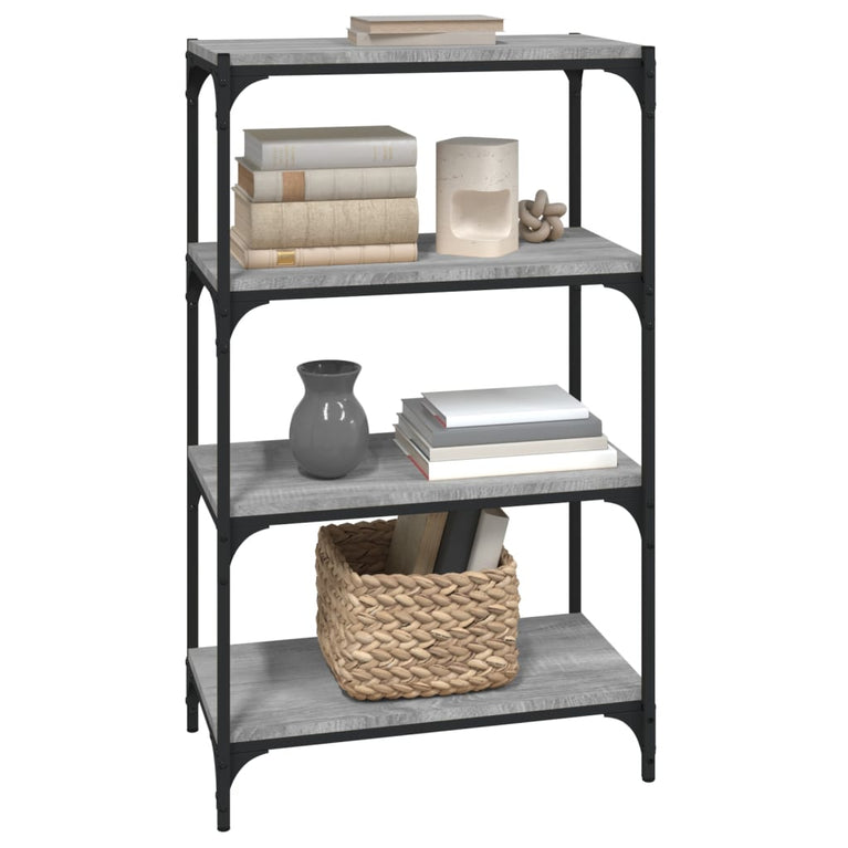 Boekenkast 60x33x100 cm hout en staal grijs sonoma eikenkleur MeubelReus