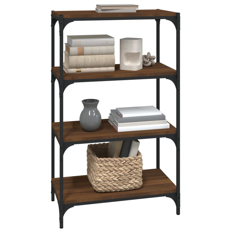 Boekenkast 60x33x100 cm bewerkt hout en staal bruin eikenkleur MeubelReus