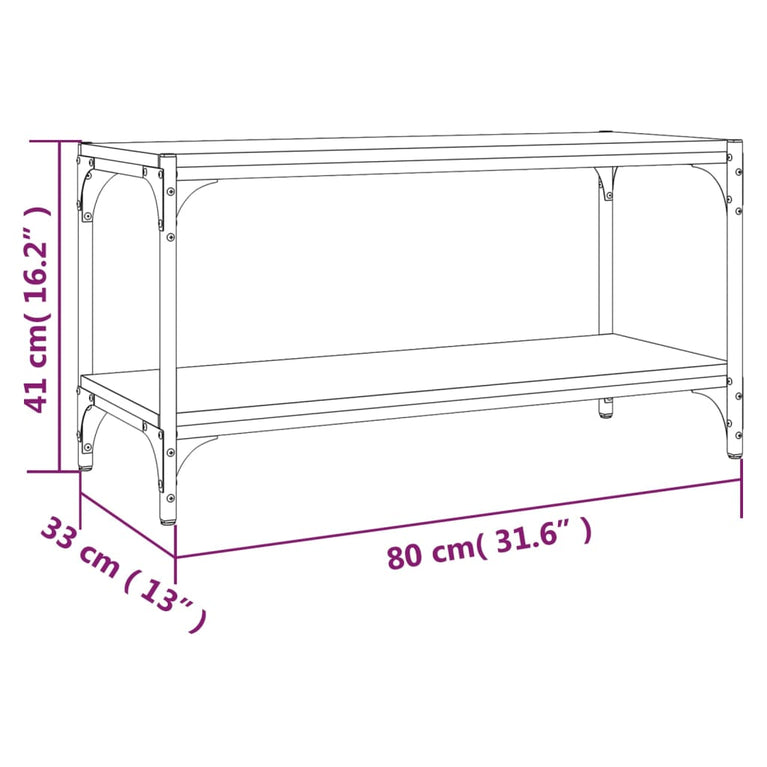 Tv-meubel 80x33x41 cm bewerkt hout en staal grijs sonoma eiken MeubelReus