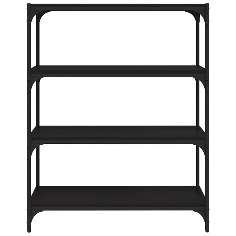 Boekenkast 80x33x100 cm bewerkt hout en staal zwart MeubelReus