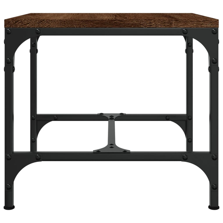 Bijzettafel 40x40x35 cm bewerkt hout bruin eikenkleur MeubelReus