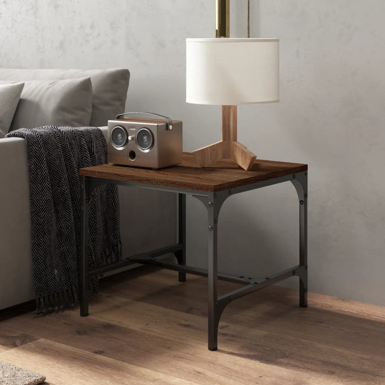 Bijzettafels 2 st 40x40x35 cm bewerkt hout bruineiken MeubelReus