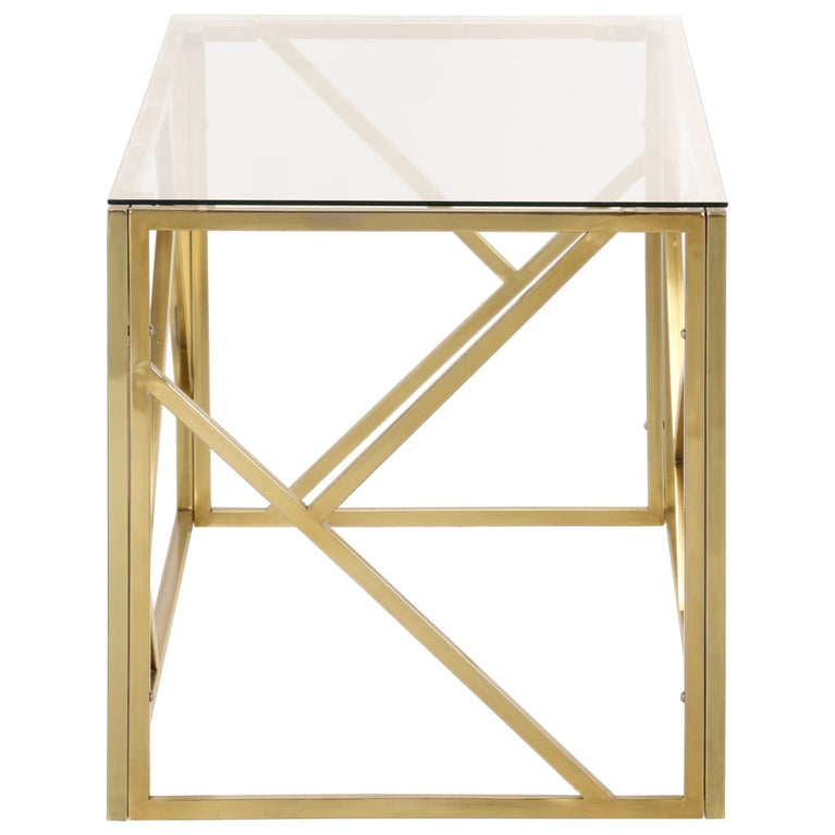 Salontafel roestvrijstaal en gehard glas goudkleurig