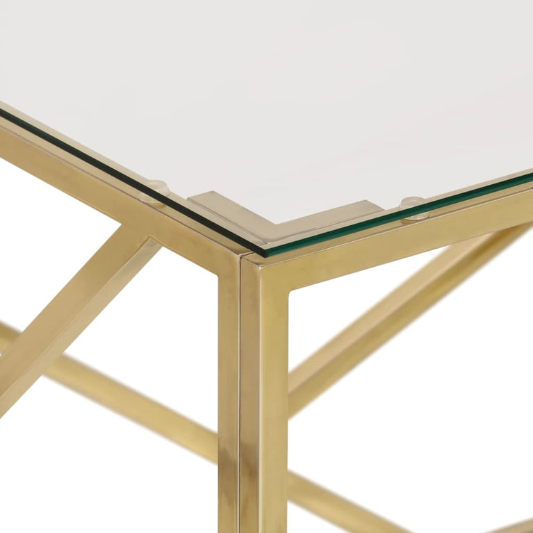 Salontafel roestvrijstaal en gehard glas goudkleurig