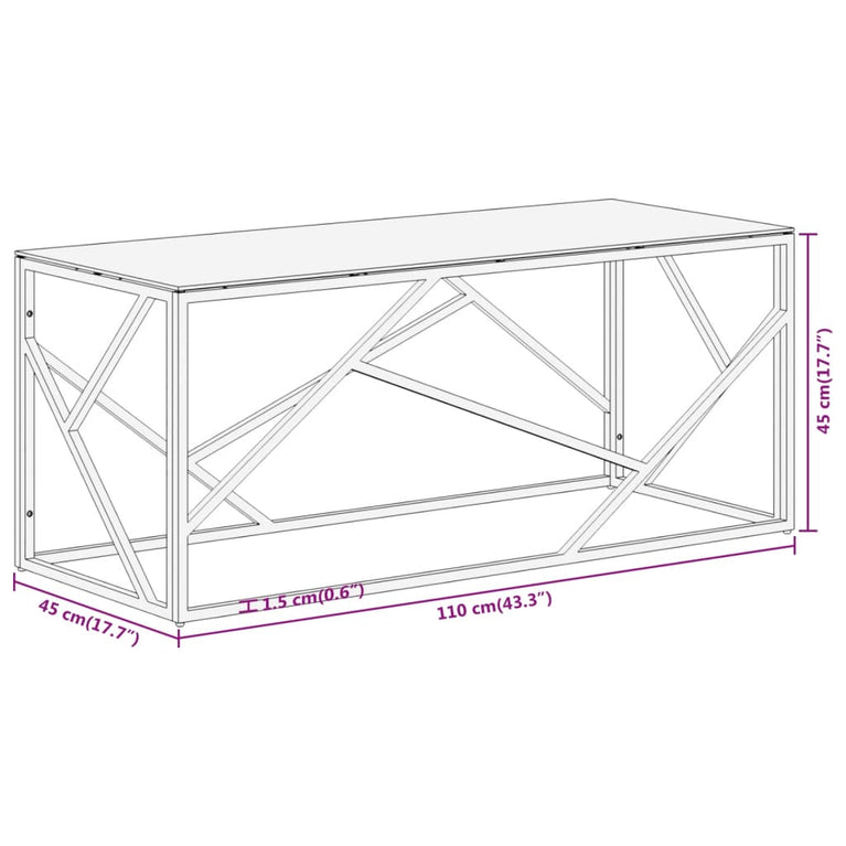 Salontafel roestvrijstaal en gehard glas goudkleurig