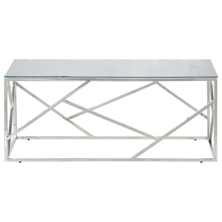 Salontafel roestvrijstaal en gehard glas zilverkleurig
