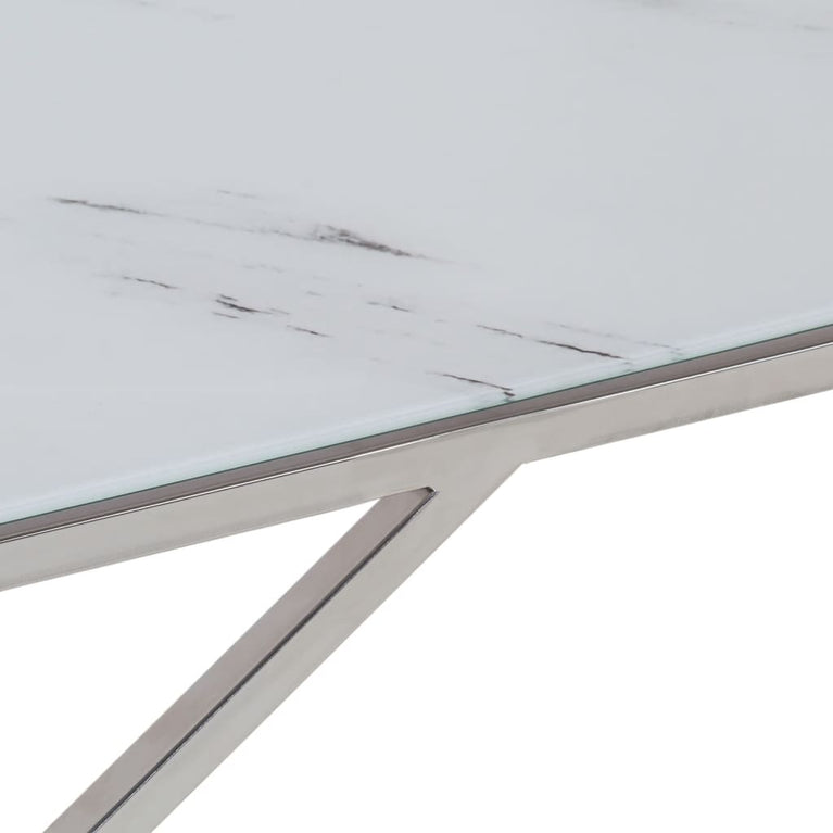 Salontafel roestvrijstaal en gehard glas zilverkleurig