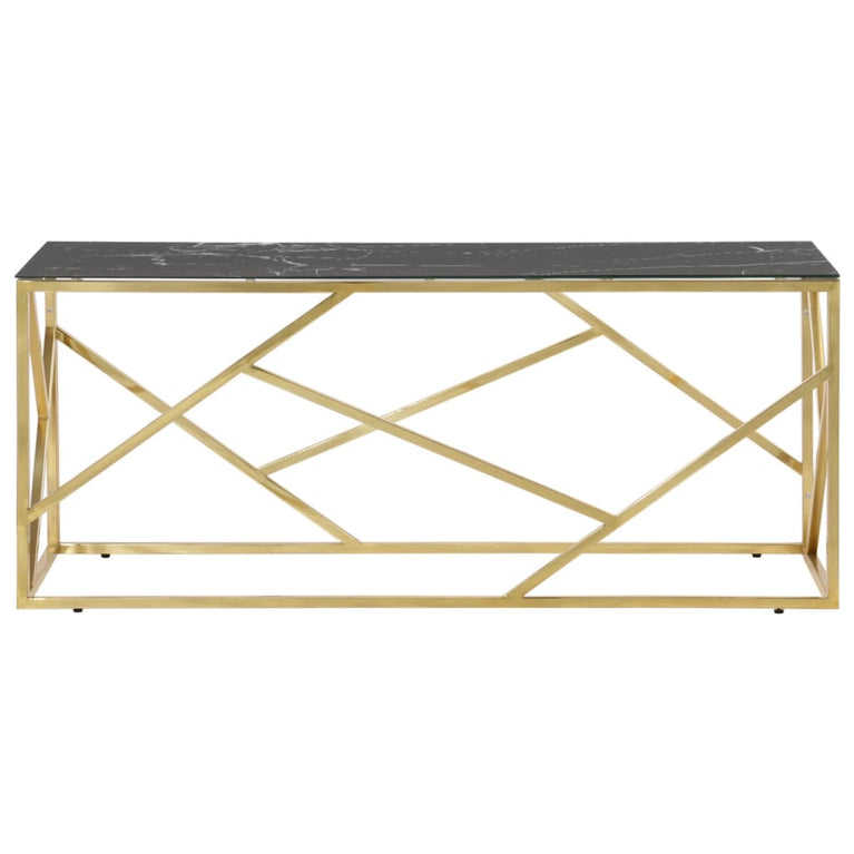 Salontafel roestvrijstaal en gehard glas goudkleurig