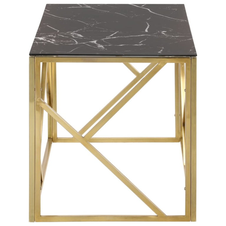 Salontafel roestvrijstaal en gehard glas goudkleurig