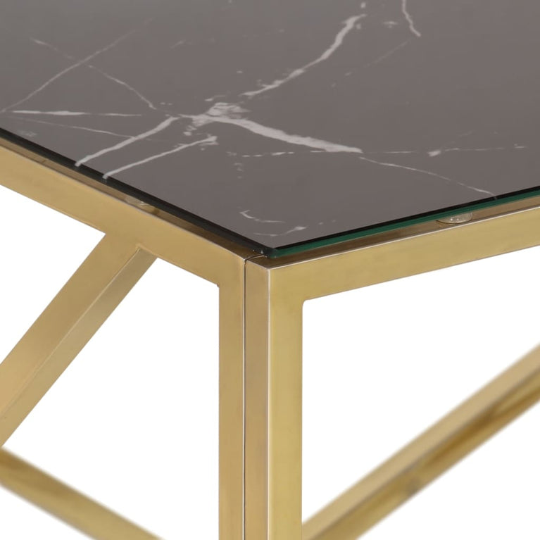 Salontafel roestvrijstaal en gehard glas goudkleurig
