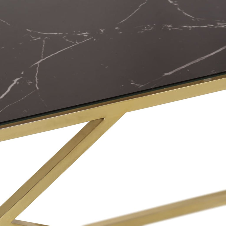 Salontafel roestvrijstaal en gehard glas goudkleurig