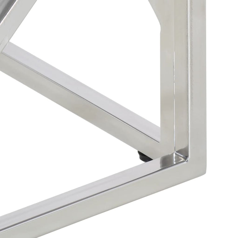 Salontafel roestvrijstaal en gehard glas zilverkleurig