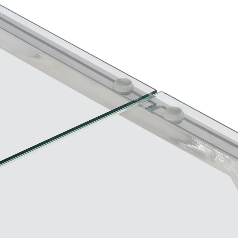 Salontafel roestvrijstaal en gehard glas zilverkleurig