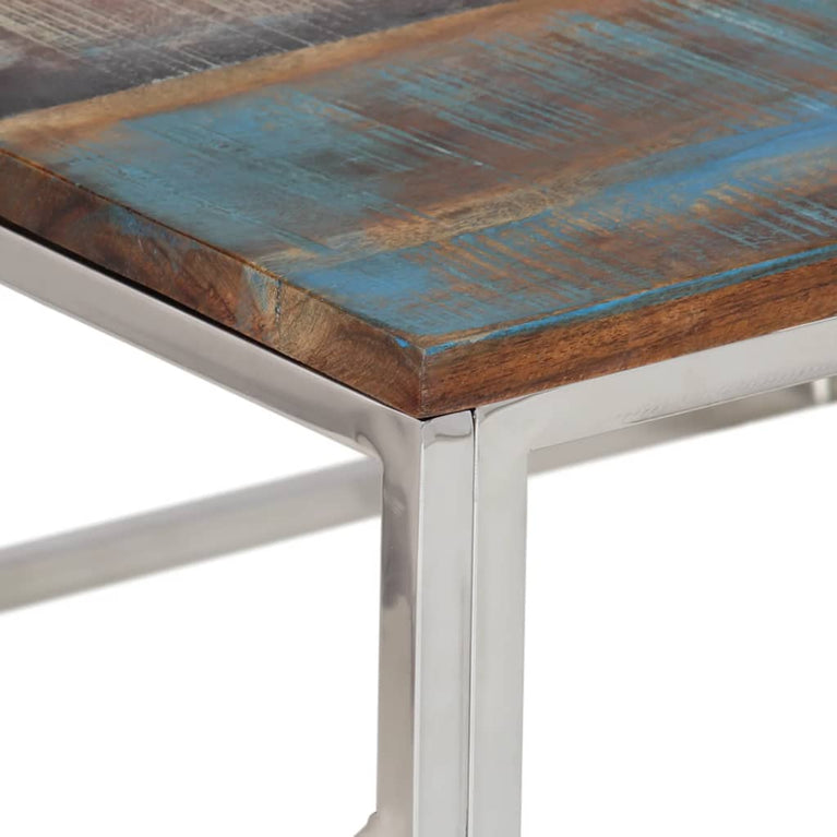 Salontafel roestvrij staal en gerecycled hout zilverkleurig