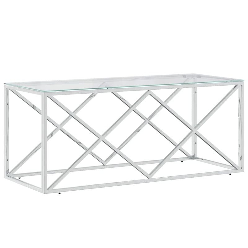 Salontafel 110x45x45 cm roestvrij staal en glas MeubelReus