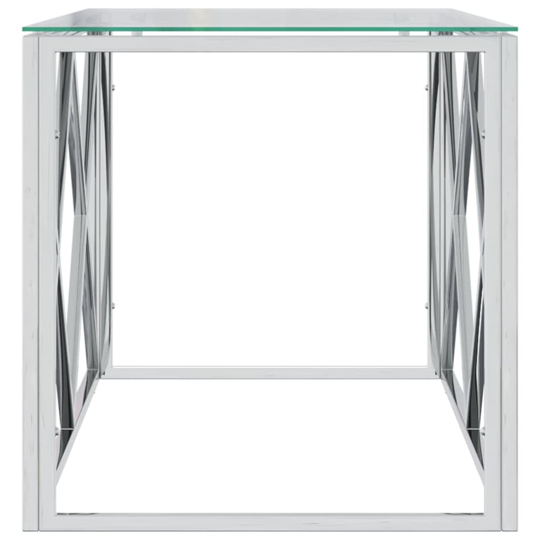 Salontafel 110x45x45 cm roestvrij staal en glas MeubelReus