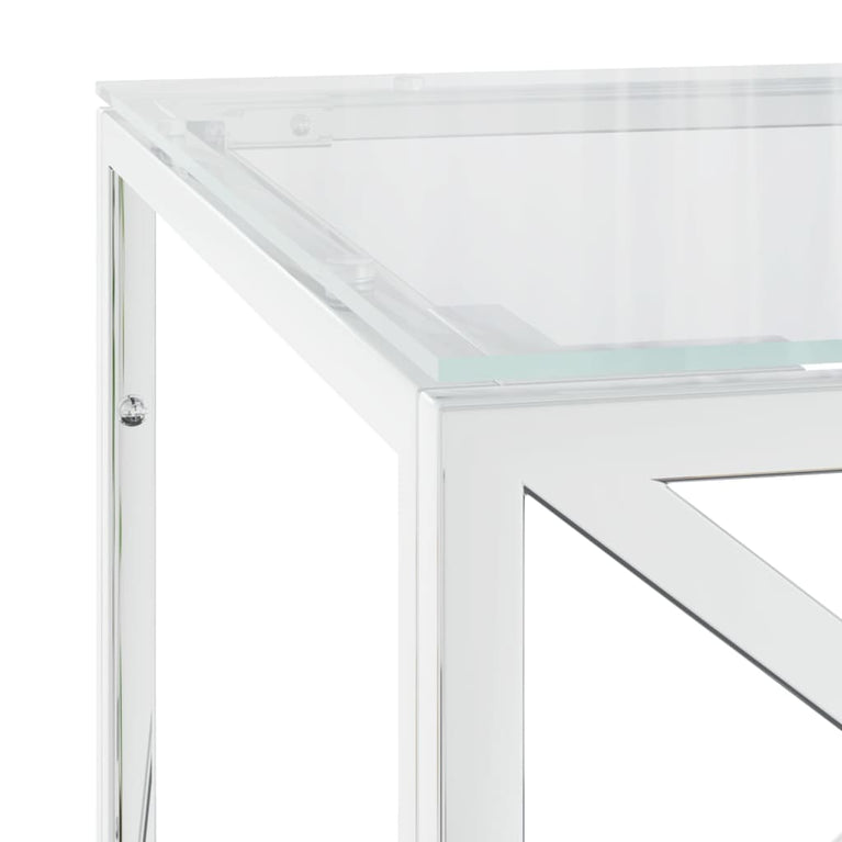 Salontafel 110x45x45 cm roestvrij staal en glas MeubelReus