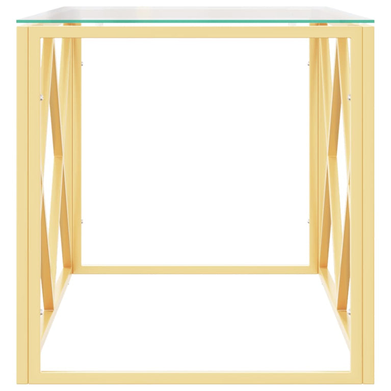 Salontafel 110x45x45 cm roestvrij staal en glas MeubelReus