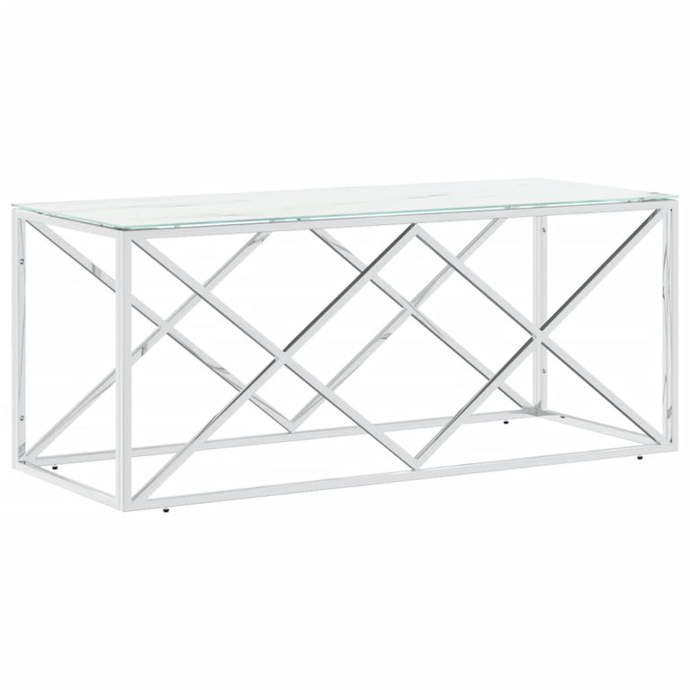 Salontafel 110x45x45 cm roestvrij staal en glas MeubelReus