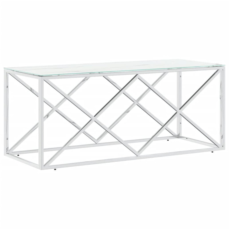 Salontafel 110x45x45 cm roestvrij staal en glas MeubelReus