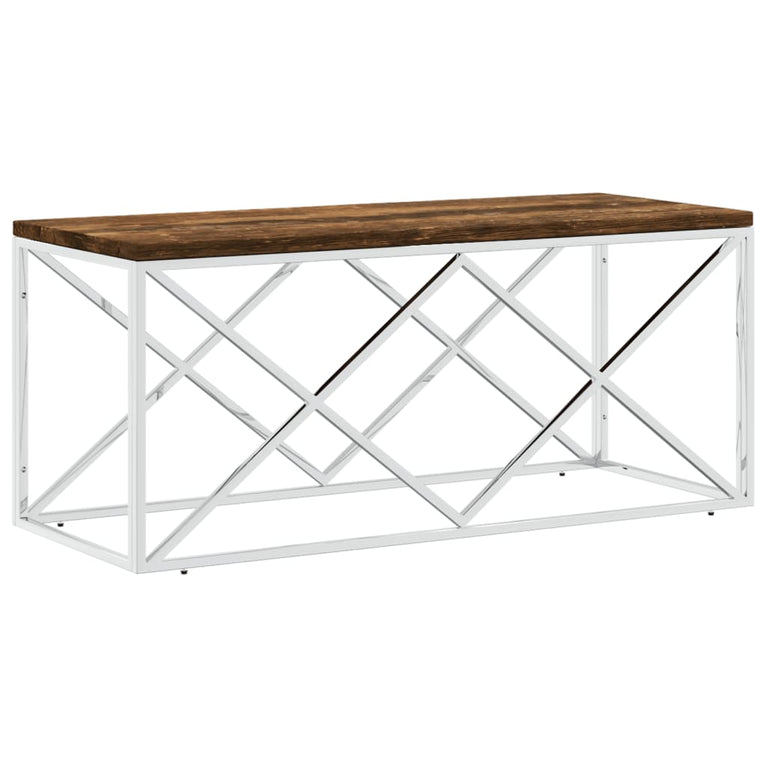 Salontafel roestvrij staal en massief hergebruikt hout MeubelReus