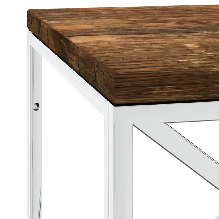 Salontafel roestvrij staal en massief hergebruikt hout MeubelReus