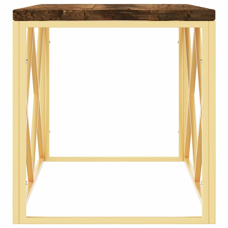 Salontafel roestvrij staal en massief hergebruikt hout MeubelReus