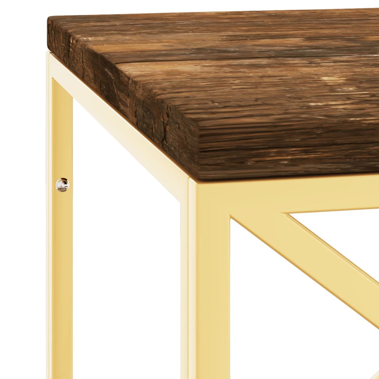 Salontafel roestvrij staal en massief hergebruikt hout MeubelReus